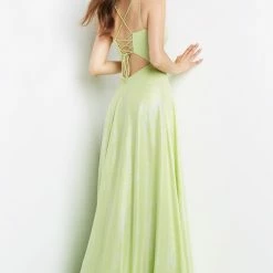 JVN By Jovani Corset Dresses JVN08490 Long Straight Prom Pageant Gown Metallic Shimmer A Line Formal Dress