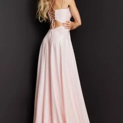 JVN By Jovani Corset Dresses JVN08490 Long Straight Prom Pageant Gown Metallic Shimmer A Line Formal Dress