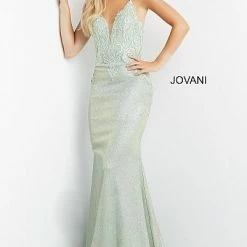 In Stock Jovani JVN08492 Size 6 Long Shimmer Prom Dress Pageant Backless Gown Embellished Backless Dresses