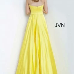 Discontinued Ballgown Dresses Jovani JVN1716 Straight Strapless Neckline Satin Prom Dress A Line Ball Gown Pageant Dress