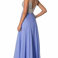 In Stock Jovani JVN20437 Light Yellow Size 0 Long Chiffon Prom Dress Pageant Gown