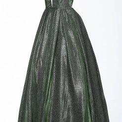 Discontinued Jovani JVN2172 Iridescent Shimmer Ball Gown Prom Dress Pockets Plunging Neckline Ballgown Dresses