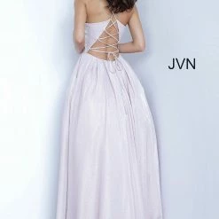 Discontinued Jovani JVN2172 Iridescent Shimmer Ball Gown Prom Dress Pockets Plunging Neckline Ballgown Dresses
