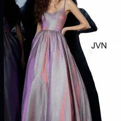 JVN By Jovani Ballgown Dresses Jovani JVN2191 Long Iridescent Ball Gown Prom Dress Pockets Formal Shimmer