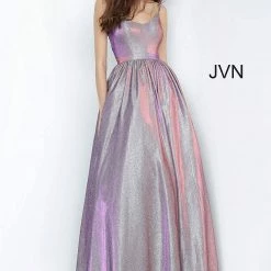 Discontinued Jovani JVN2191 Iridescent Shimmer Ball Gown Prom Dress Pockets