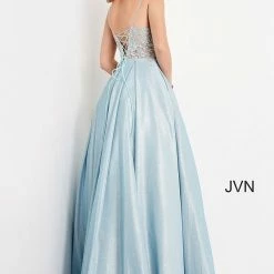JVN By Jovani Jovani JVN2206 Shimmer Sheer Lace Ballgown Prom Dress Pockets Formal