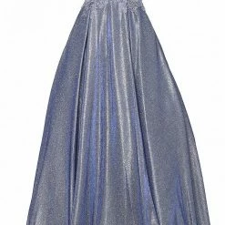 JVN By Jovani Jovani JVN2206 Shimmer Sheer Lace Ballgown Prom Dress Pockets Formal