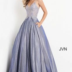 JVN By Jovani Jovani JVN2206 Shimmer Sheer Lace Ballgown Prom Dress Pockets Formal