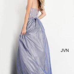 JVN By Jovani Jovani JVN2206 Shimmer Sheer Lace Ballgown Prom Dress Pockets Formal
