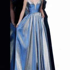 In Stock Jovani JVN2229 Long Iridescent Size 18 Blue Shimmer Prom Dress Ball Gown Ballgown Dresses