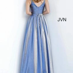 In Stock Jovani JVN2229 Long Iridescent Size 18 Blue Shimmer Prom Dress Ball Gown Ballgown Dresses