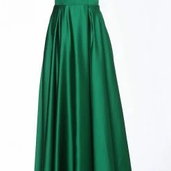 Discontinued Ballgown Dresses Jovani JVN2282 Satin Prom Dress Ball Gown Pleated Skirt Embellished Off Shoulder Straps Pockets