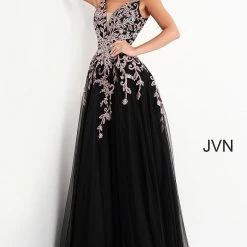 In Stock Ballgown Dresses Jovani JVN 2302 Size 8 Floral V Neck A Line Ballgown Prom Dress Formal