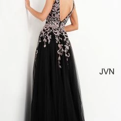 In Stock Ballgown Dresses Jovani JVN 2302 Size 8 Floral V Neck A Line Ballgown Prom Dress Formal