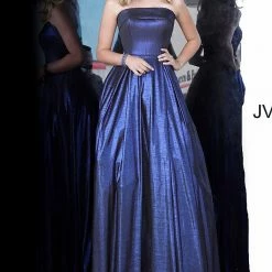 Discontinued Jovani JVN2392 Metallic Shimmer Ballgown Prom Dress Iridescent Gown Train Ballgown Dresses