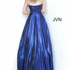 Discontinued Jovani JVN2392 Metallic Shimmer Ballgown Prom Dress Iridescent Gown Train Ballgown Dresses