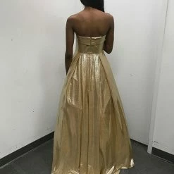 Discontinued Jovani JVN2392 Metallic Shimmer Ballgown Prom Dress Iridescent Gown Train Ballgown Dresses