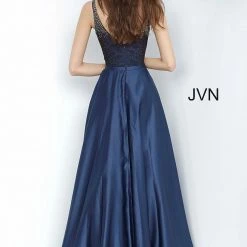 Discontinued Jovani JVN2469 Ombre Beaded Bodice Satin A Line Prom Dress Evening Gown Ballgown Dresses