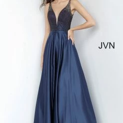Discontinued Jovani JVN2469 Ombre Beaded Bodice Satin A Line Prom Dress Evening Gown Ballgown Dresses