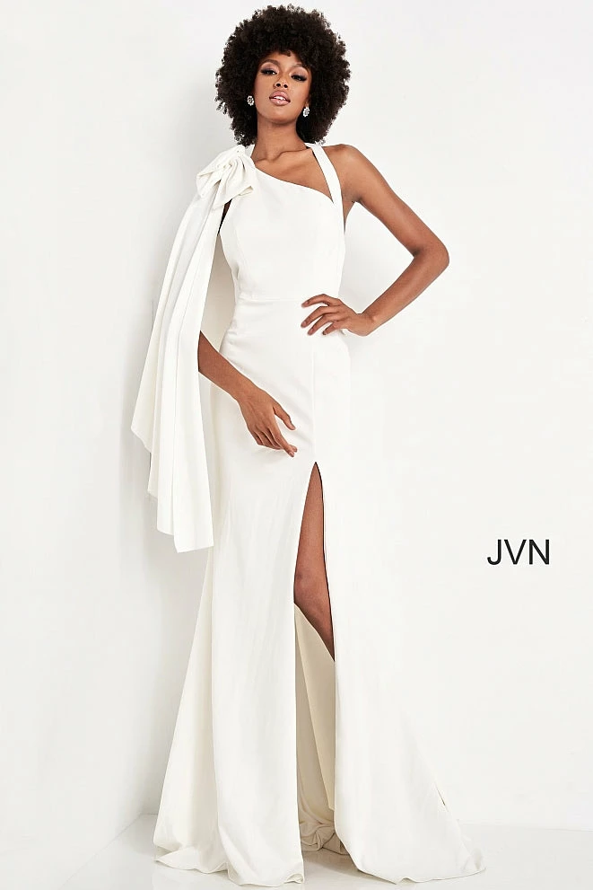 JVN By Jovani JVN2516 Asymmetrical Neckline One Shoulder Bow Prom Dress Pageant Gown 5 JVN By Jovani JVN2516 Asymmetrical Neckline One Shoulder Bow Prom Dress Pageant Gown