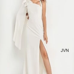 JVN By Jovani JVN2516 Asymmetrical Neckline One Shoulder Bow Prom Dress Pageant Gown 16 JVN By Jovani JVN2516 Asymmetrical Neckline One Shoulder Bow Prom Dress Pageant Gown