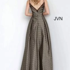 In Stock Jovani JVN2549 Size 10 Metallic Gold Pleated BallGown Prom Dress Pockets Ballgown Dresses