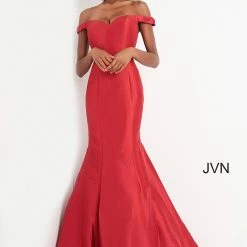 JVN By Jovani Jovani JVN3245 Long Fitted Off The Shoulder Prom Dress Mermaid Pageant Gown Mermaid Dresses