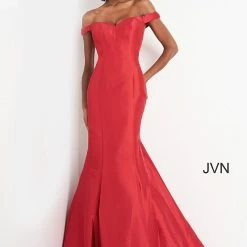 JVN By Jovani Jovani JVN3245 Long Fitted Off The Shoulder Prom Dress Mermaid Pageant Gown Mermaid Dresses