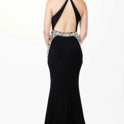 In Stock Jovani JVN33755 Royal Blue Size 00 Prom Dress High Neckline Pageant Gown