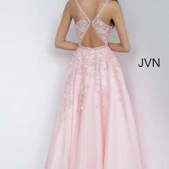 In Stock Jovani JVN3388 Size 4 Off White Lace Ballgown Prom Dress V Neck Embellished Open Back Ballgown Dresses