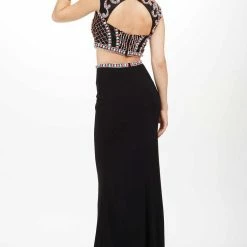 In Stock Jovani JVN 34015 Size 12 Two Piece Fitted Jersey Beaded Evening Prom Dress Formal