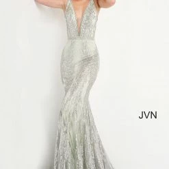 JVN By Jovani Jovani JVN3663 Long Fitted Mint Mermaid Prom Dress Pageant Gown Glitter Shimmer