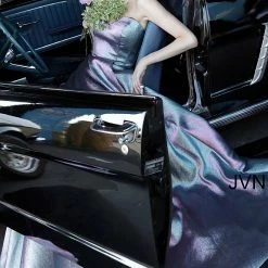 In Stock Jovani JVN 3775 Size 2 Purple Shimmer Prom Dress Slit Sweetheart Neckline Gown