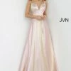 In Stock Jovani JVN3779 Long Iridescent Shimmer Size 12 Blush Prom Dress High Slit Backless V Neck