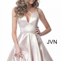 In Stock Jovani JVN 3780 Size 12 Short Metallic Homecoming Dress Prom Dress Fit & Flare