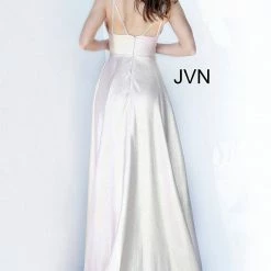 Discontinued Jovani JVN 3781 Long Maxi Iridescent Blush Shimmer Prom Dress Pageant Gown