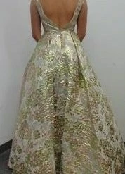 Discontinued Jovani JVN3809 Long Metallic Gold Brocade Ballgown V Neck Prom Dress Gown Ballgown Dresses 7 Discontinued Jovani JVN3809 Long Metallic Gold Brocade Ballgown V Neck Prom Dress Gown Ballgown Dresses