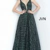 Discontinued JVN By Jovani 3817 Plunging Neckline A Line Prom Dress Ball Gown