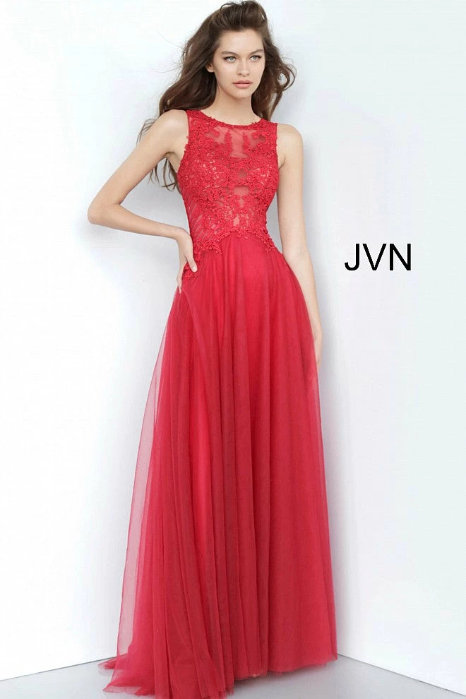 Discontinued Ballgown Dresses Jovani JVN3896 Long Tulle Prom Dress Ball Gown Embroidered Sheer High Neckline 3 Discontinued Ballgown Dresses Jovani JVN3896 Long Tulle Prom Dress Ball Gown Embroidered Sheer High Neckline