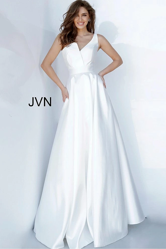 JVN By Jovani Ballgown Dresses Jovani JVN3930 One Shoulder A Line Mikado Prom Dress White Ball Gown Evening Dress 4 JVN By Jovani Ballgown Dresses Jovani JVN3930 One Shoulder A Line Mikado Prom Dress White Ball Gown Evening Dress