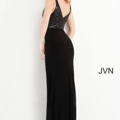In Stock Jovani JVN4240 Long Fitted Size 2 Black Sequin Embellished Prom Dress Crystal Gown