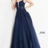 JVN By Jovani Jovani JVN4271 Long Floral Lace Embroidered Prom Dress Ball Gown Plunging Neckline Ballgown Dresses