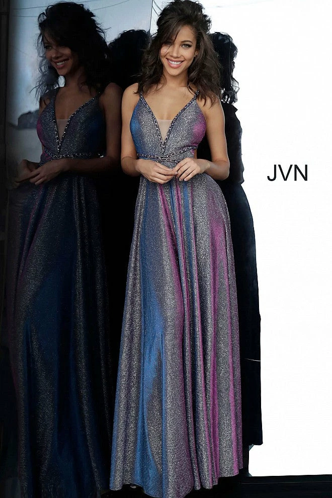 Discontinued Jovani JVN4280 Long Iridescent Shimmer Prom Dress Open Back V Neckline 4 Discontinued Jovani JVN4280 Long Iridescent Shimmer Prom Dress Open Back V Neckline