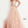JVN By Jovani Jovani JVN4297 Glitter Embellished Plunging Neckline Prom Dress A Line Ballgown Ballgown Dresses