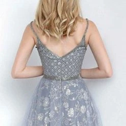 JVN By Jovani Jovani JVN4297 Glitter Embellished Plunging Neckline Prom Dress A Line Ballgown Ballgown Dresses