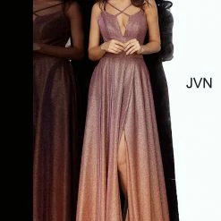 In Stock Long Sleeve Dresses Jovani JVN 4327 Size 4 Purple/Gold Ombre Prom Dress Iridescent Shimmer Pageant