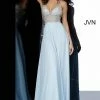 In Stock Jovani JVN 4410 Size 0 Long Embellished Sheer Bodice Prom Dress Flowing Skirt JVN4410