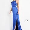 JVN By Jovani Jovani JVN4390 Cowl Neckline Side Slit Satin Sheath Prom Dress Evening Gown