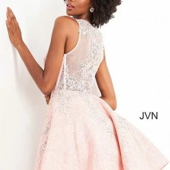 JVN By Jovani Jovani JVN45264 Sheer Embroidered Lace Fit And Flare Short Homecoming Cocktail Dress 16 JVN By Jovani Jovani JVN45264 Sheer Embroidered Lace Fit And Flare Short Homecoming Cocktail Dress