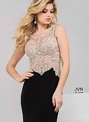 In Stock Jovani JVN45326 Black Nude Size 00 Prom Dress Embellished Jersey Evening Gown 8 In Stock Jovani JVN45326 Black Nude Size 00 Prom Dress Embellished Jersey Evening Gown